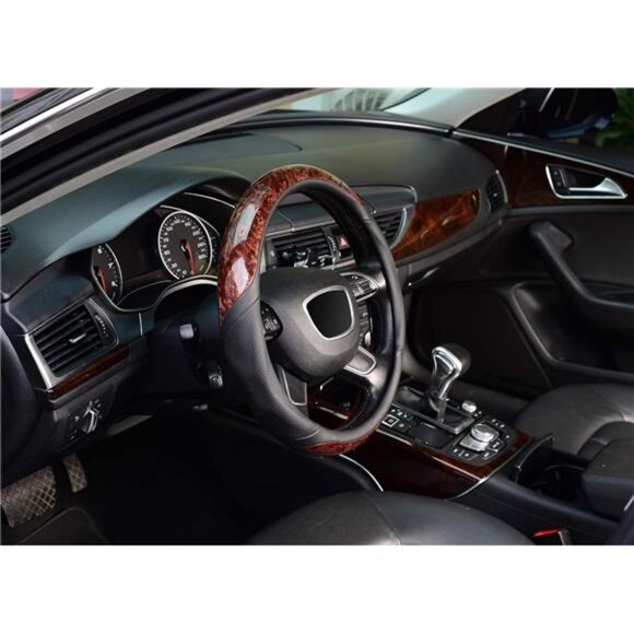 Wood Grain Steering Wheel Cover, Universal 15 inch, Microfiber Leather,Anti-Slip - Picture 4 of 5
